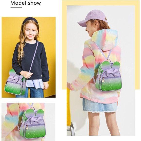 Bowknot Polka Dot Mini Backpack And Convertible Shoulder Bag Purse for Women - Picture 7 of 7